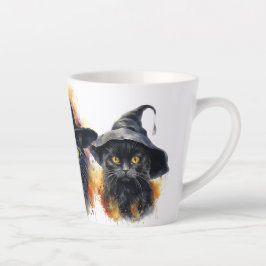 Taza De Café Latte Trío de gato negro acuarela
