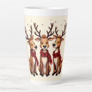 Taza De Café Latte Trío de renos de Navidades cortos con escaramuzas 