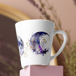 Taza De Café Latte Triple luna morado y oro