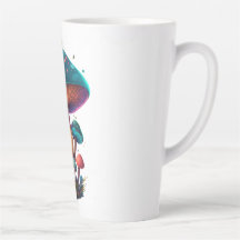 Trippy Blue Amanita Muscaria Latte Mug