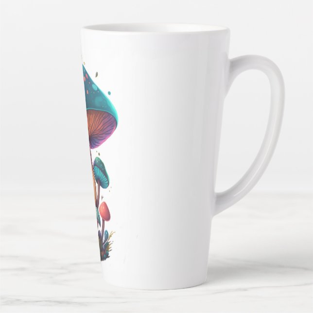 Taza De Café Latte Trippy Blue Amanita Muscaria Latte Mug (Derecha)