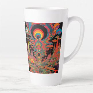 Taza De Café Latte Trippy Vintage 1960s Psychedelic Retro Artwork