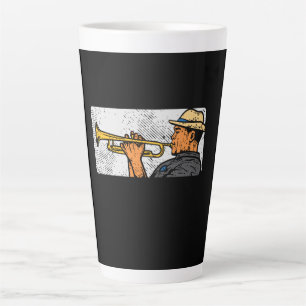Taza De Café Latte Trompetista Retro Trompeta Música Jazz