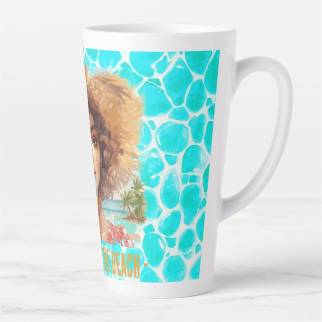 Taza De Café Latte Tropical Beach, Lets Go to The Beach, (Derecha)