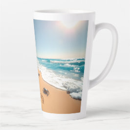 Taza De Café Latte Tropical Golden Shell Beach Chic