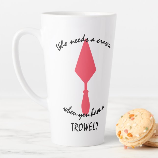 Taza De Café Latte Trowel, arqueólogo negro y rosado de bonito (In situ)