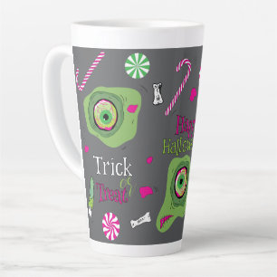 Taza De Café Latte Truco O Trato Feliz Halloween Dulce Muerte + Dulce