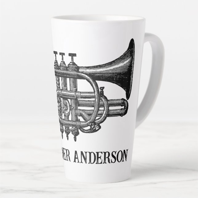Taza De Café Latte Trumpet Personalize Mug (Ángulo derecho)