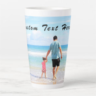 Taza De Café Latte Tu foto latte mug con texto Personalizado