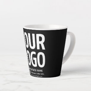 Taza De Café Latte Tu logotipo con código QR editable y texto