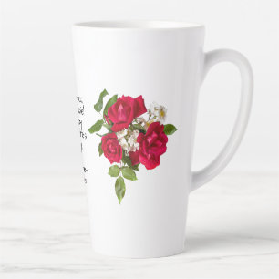 Taza De Café Latte Tu mensaje: Foto de San Valentín de Red Rose Bouqu