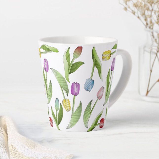 Taza De Café Latte Tulipán Moderno Colorido (Subido por el creador)
