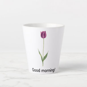 Taza De Café Latte Tulipán Morado Elegante Personalizado