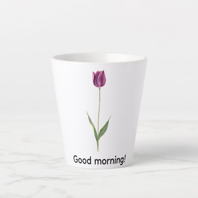 Taza De Café Latte Tulipán Morado Elegante Personalizado (Anverso)