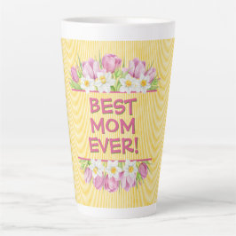 Taza De Café Latte Tulipán y Narciso Floral Personalizado