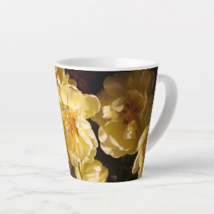 Taza De Café Latte Tulipanes Amarillos Elegantes Florales