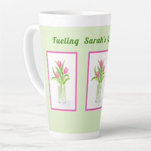Taza De Café Latte Tulipanes en agua pintados a mano acuarela PERSONA