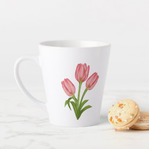 Taza De Café Latte Tulipanes, Lavanda, Girasol y Libro Antiguo