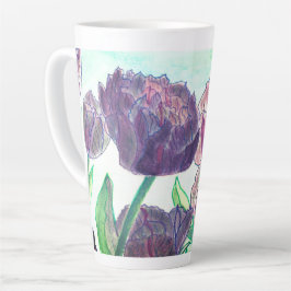 Taza De Café Latte Tulipanes morados