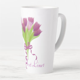 Taza De Café Latte Tulipanes Personalizados