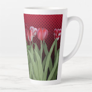 Taza De Café Latte Tulipanes rojos en gradiente