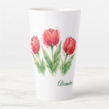 Tulipanes rojos personalizados de acuarela