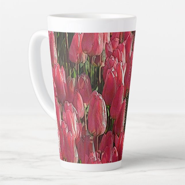 Taza De Café Latte Tulipanes rosados de bonito (Ángulo izquierdo)