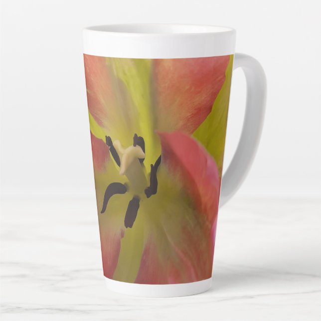 Taza De Café Latte Tulipano rosa y amarillo latte Mug (Ángulo derecho)
