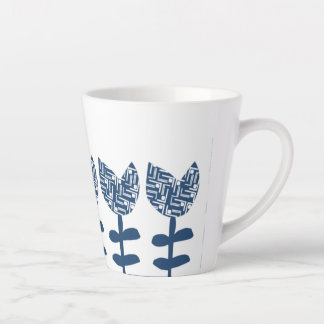 Taza De Café Latte Tulipanos Geo Azul Verdadero