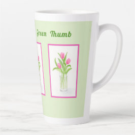 Taza De Café Latte Tulips in Water Handpainted Watercolor PERSONALIZE