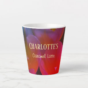 Taza De Café Latte Tulips nombre floral pequeño y música lata favorit