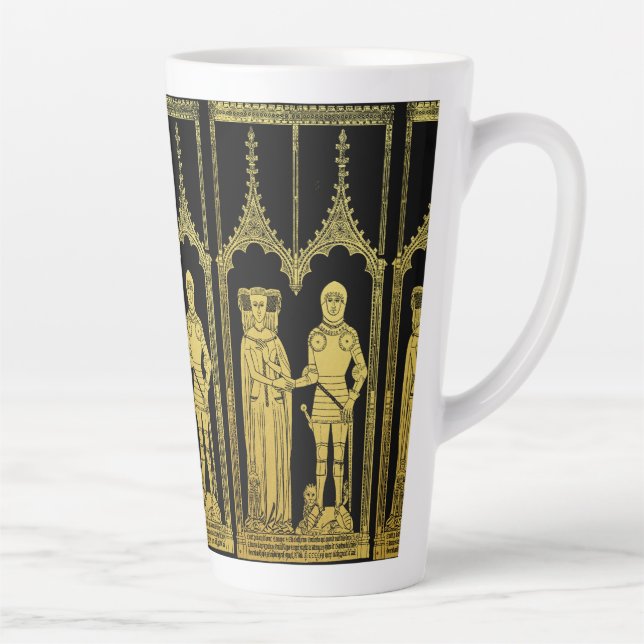 Taza De Café Latte Tumba medieval Brass Rubbing Knight, Lady and Chil (Derecha)