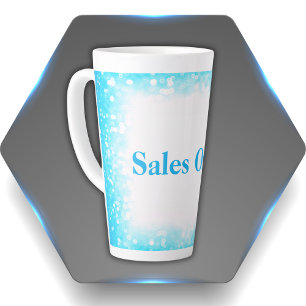 Taza De Café Latte Turquesa en blanco, monograma - Purpurina  