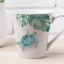 Taza De Café Latte Turquesa tropical azul acuarela mar Turca Mug