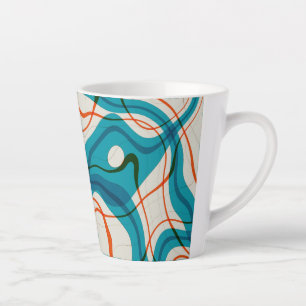 Taza De Café Latte Turquesa y Red Swirls