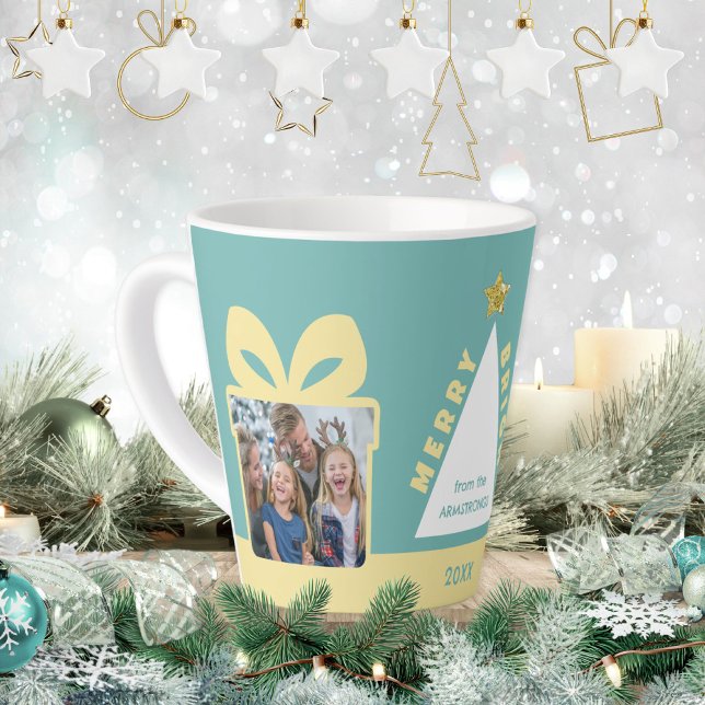 Taza De Café Latte Turquoise 2 Photo Minimalist Keepsake (Turquoise 2 Photo Minimalist Keepsake Latte Mug ©Susanne Sachers - Sunny Mind 🌞)