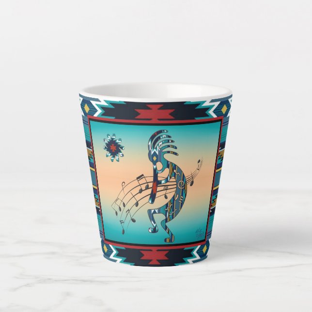 Taza De Café Latte Turquoise Kokopelli Latte Mug (Anverso)
