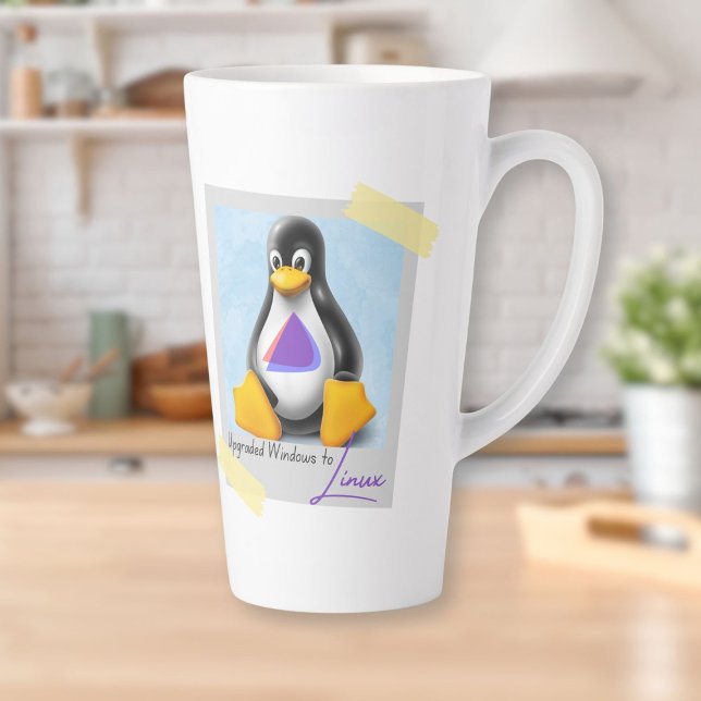 Taza De Café Latte Tux de SO Windows Endevour actualizado (Upgraded Windows Endevour OS Tux Latte Mug)