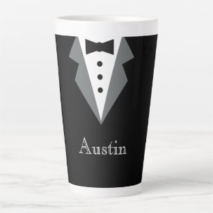 Taza De Café Latte Tuxedo formal blanco negro personalizado