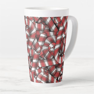 Taza De Café Latte Twided Red Striped Abstract Candy Canes