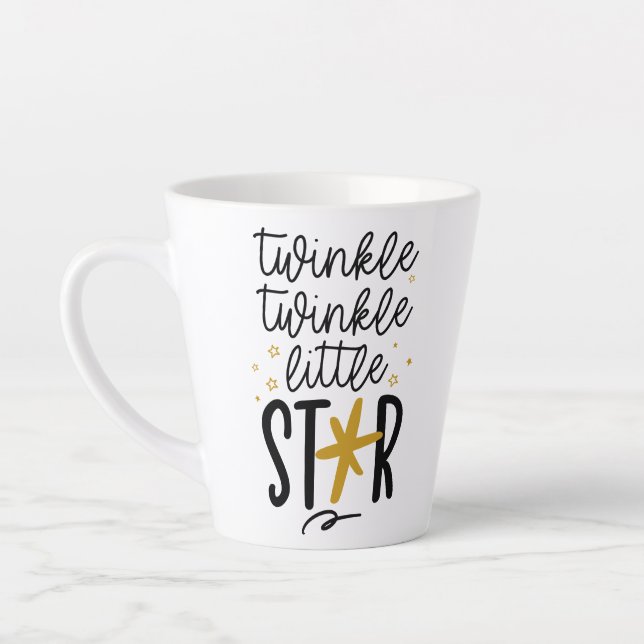 Taza De Café Latte Twinkle Twinkle Little Star Doodle (Izquierda)