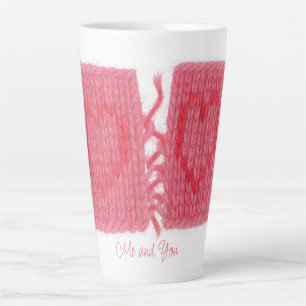 Taza De Café Latte TWO HEARTS KNIT Taza alta para Latte + Texto