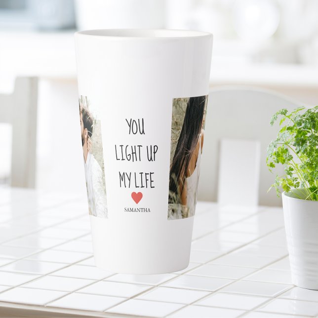 Taza De Café Latte Two Photos | Happy Valentines Day | Romantic Quote (Subido por el creador)