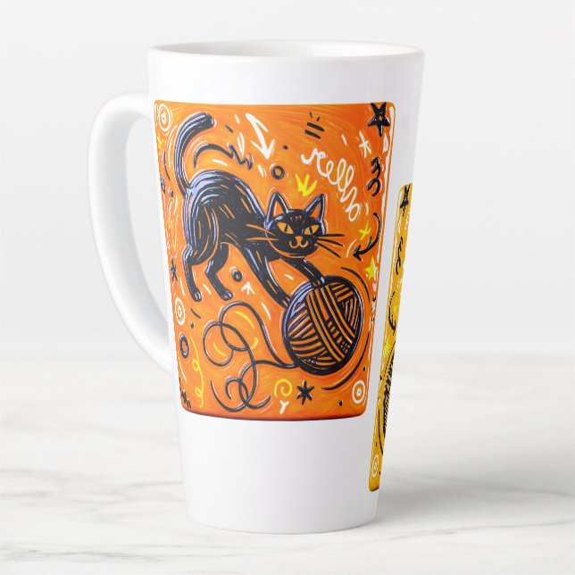 Taza De Café Latte Two-Sided Neon Cat  (Ángulo izquierdo)