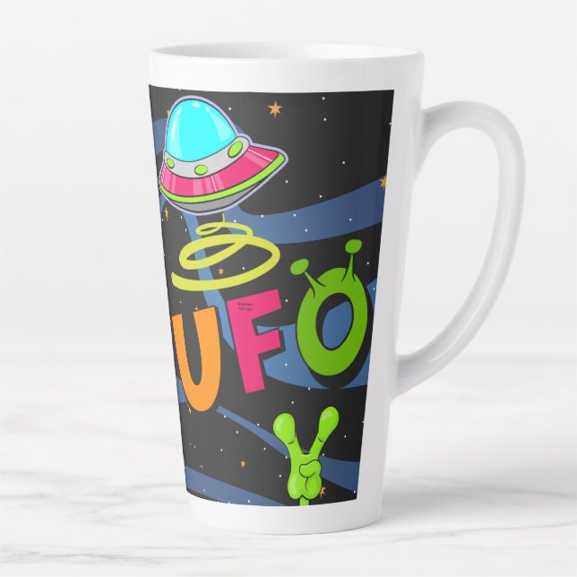 Taza De Café Latte Ufo en el espacio saluda (Derecha)