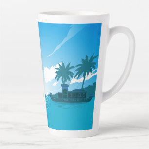 Taza De Café Latte Un barco en el mar