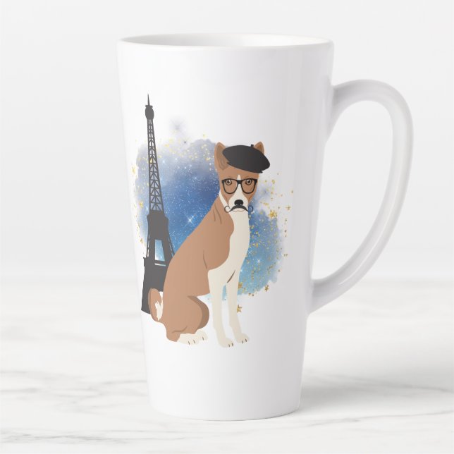 Taza De Café Latte Un Basenji en París Perro gracioso (Derecha)