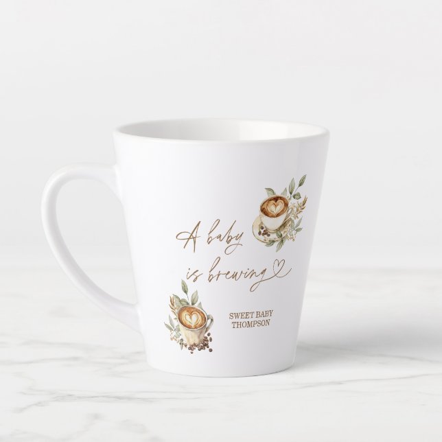 Taza De Café Latte Un bebé está preparando café | Café personalizado (Izquierda)