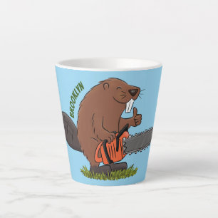 Taza De Café Latte Un castor gracioso con humor de personalizado de l