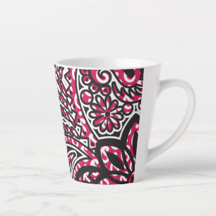 Taza De Café Latte Un diseño paisajístico decorativo con un rojo inte